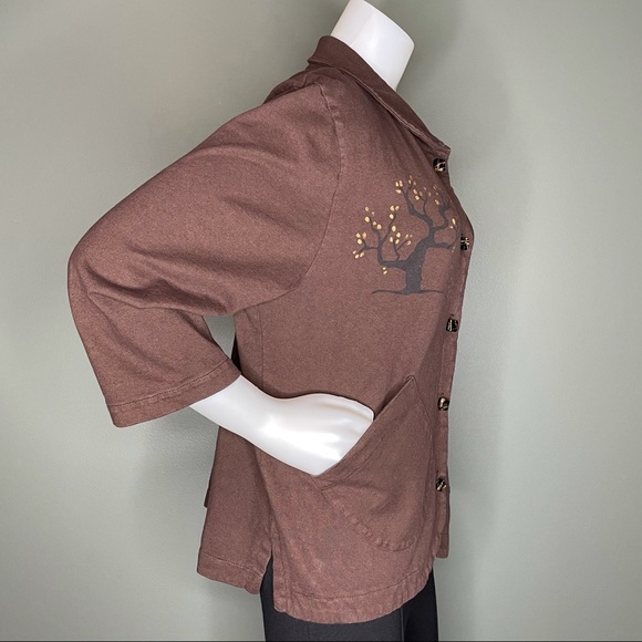 Lady Jane Brown Blouse or Light Jacket with Glass Buttons - Picture 2 of 14